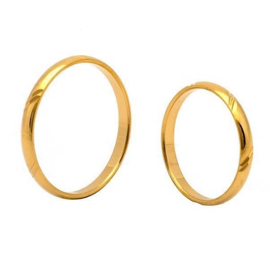 Eksklusive Scrouples vielsesringe i 14 karat guld med blank overflade og 2,5 mm bredde.